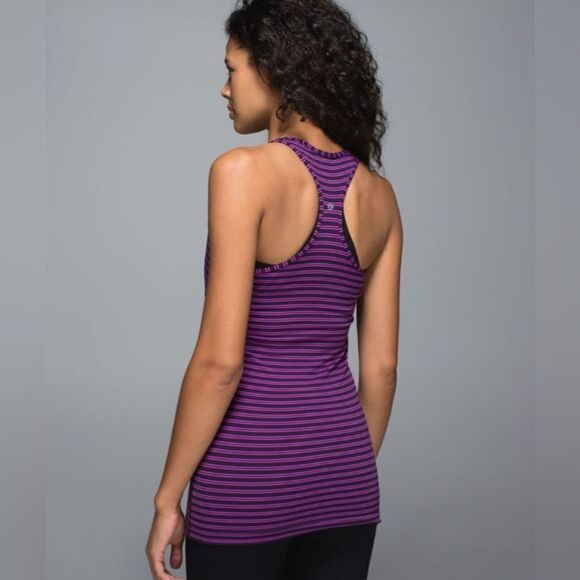 lululemon athletica Tops - LULULEMON Cool Racerback Tank Double Trouble Stripe Ultra Violet Black Grape